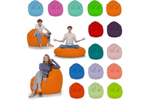 HomeIdeal - Sitzsack 2-in-1 Funktionen Bodenkissen für Erwachsene & Kinder - Gaming oder Entspannen - Indoor & Outdoor da er Wasserfest ist - mit EPS Perlen, Farbe:Orange, Größe:110 cm Durchmesser
