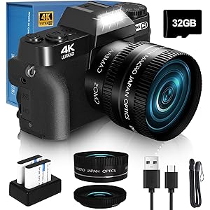VJIANGER 4K Digital Camera for Photography, 48MP Vlogging Camera for YouTube with 3.0