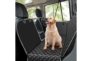 Taygeer Pokrowiec na tylny fotel samochodowy dla psa, hamak, z siatkowym oknem i klapami bocznymi, zmywalny, wodoodporny, antypoślizgowy, dla zwierząt domowych, do SUV-ów, w podróż, czarny