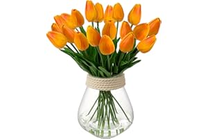 ‎BRIFUL 10 Stück Künstliche Blumen Unechte Blumen Tulpe Gefälschte Blume Tulpe Blumenstrauß Latex Blumen Seide Tulpe Real-Touch für Home Party Hochzeitsstrauß Garten Dekoration