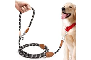 PETCOOZ Hundeleine 3 M Verstellbare Schleppleine für Mittel- & Großhunde(15-60kg), Reflektierende Freihandleine mit 2 Karabiner, Doppelleine aus Robustem Nylon, 200 kg Extreme Kraft