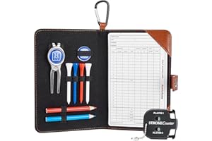 Handy Picks Funda de Cuero para Tarjetas de Puntuación de Golf, Acesorios Incluidos (1 Herramienta de Reparación de Divot, 2 Marcadores de Pelota, 4 Cartas, 2 Lápices, 1 Contador)