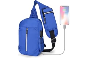 sprecenk Borsello Uomo Tracolla, Leggero Borsa a Tracolla Impermeabile de Uomo Sling Bag Regolabile Zaino Monospalla Uomo e Donna Crossbody Bag con Porta di Ricarica USB, Blu
