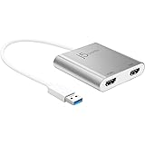 j5create Adaptateur USB vers HDMI - Double câble HDMI USB 3.0 Multi-Moniteur | 4K Ultra HD | Compatible avec Microsoft 7, 8.1