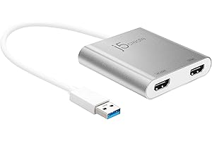 j5create USB to HDMI Adapter - Dual HDMI USB 3.0 Multi-Monitor Cable | 4K + 1080p | Compatible with Windows and macOS (JUA365)