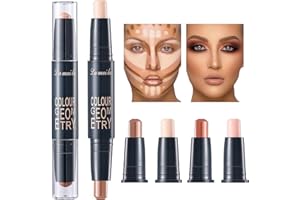 UZYXC Kit 2 Sticks Maquillage Femme Contouring - Nuancier 4 Tons Sculpting Visage, Correction Imperfections et Tenue Résistante
