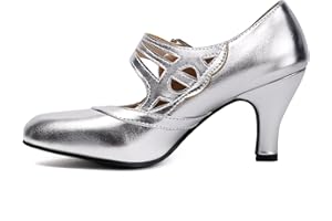 elerhythm Mary Jane Rockability Close Chaussures à bout rond vintage années 1950 Gatsby Talons rétro années 1920 Escarpins victoriens