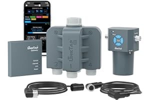 LinkTap Q1 Programmateur d'arrosage Intelligent et Gateway, 4 Zones distinctes, 4 débitmètres intégrés, équivaut à 4 G2S, Adaptation météo, IP66, Installation et Utilisation faciles