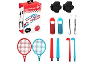 Ermorgen Zubehör Set kompatibel für Switch Sport, 12-in-1-Kit mit Joycon-Fechtgriff für Chambara-Spiel, Beinschlaufen für Fußball,Tennis-Badmintonschläger und Golf-Griff