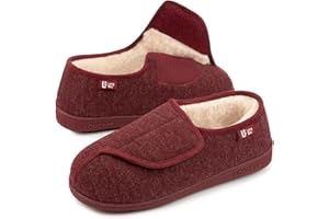 LongBay Women's Wide Fit Memory Foam Slippers Comfy Cozy Arthritis Edema Diabetic House Shoes