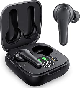 Aoslen - Auricolari wireless wireless Bluetooth 5.2, con controllo tattile,  microfono integrato, 28 ore, tempo di riproduzione per corsa, fitness,  gioco per iOS Android, Samsung, Huawei, nero : Amazon.it: Elettronica