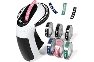 LABELCENTER Embossing Label Maker, 3D Vintage Embossed Label Maker Machine,Omega Emboss Label maker,Handheld Omega Embosser for Home,Office, Organization Gift, Black (6 Label Tapes of 9mm)