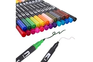 JIANTA Pisaki do kolorowania końcówka, 24 kolory, markery z filcową końcówką i pędzłową, dla dorosłych