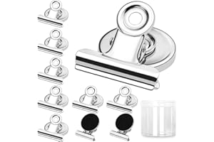 Skaaisont 10 Pcs Magnetic Clips, Anti-Scratch Fridge Magnets Strong Magnets for Whiteboard, Silver Magnetic Bulldog Clips for Kitchen Office School Home