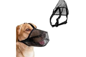 FIDGET PACK Bozal para perros, bozal para perros grandes, bozal para perros, bozal de malla suave y ajustable, máscara transpirable para entrenamiento de perros, bozal para perros pequeños, medianos y grandes (S,