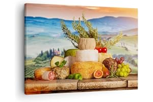 ARTTOR Lienzos decorativos Toscana queso fruta italia Cuadro Sobre Lienzo Moderno 70x50cm Cuadros Decoracion Salon Dormitorio Cocina Cuadros Pared Imágenes Wall Art Prints Decor Canvas AA70x50-2902