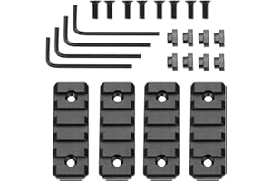 Atflbox 2/4/6 pièces Rails Picatinny pour Mlock, Rail Picatinny 5 Fentes en métal Mloc avec 4/8/12 écrous et vis en T, 2/4/6 clé Allen