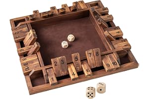COSTWAY Shut The Box Game, 2-4 spelare tärningsspel trä, brädspel med 2 tärningar, fällbar bräda spel, matematik pedagogisk l