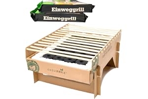 3 x BURI ekologisk engångsgrill 100 % hållbar – ekologisk grill rökfri 31 x 24 cm bambukol och grillgaller, naturliga material, mindre CO2 utsläpp, 5 min startklar över 1 h brinntid