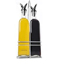 A|M|I|N|A Essig und Öl Spender Set - (Andalucia) 250 ml | 2 Ölflaschen mit doppeltem Ausgießer aus Glas mit Edelstahl…