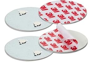 SHD Almohadillas Detector de Humo Adhesivas 3M, Set 2, con Soporte Magnético para Alarma de Incendios, de Fácil Fijación, Ø 70mm, Montaje Rápido, Seguro y Resistente, Sin Taladrar Ni Atornillar