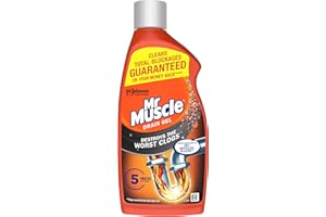 Mr Muscle Drain Unblocker, Sink & Drain Cleaner, Fast Acting Heavy Duty Drain Gel, Dissolves Clogs, Works 3x Better Than Bleach, Safe for All Pipes, 500ml