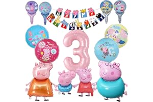 DIYOOISX Pink Schwein Geburtstagsdeko 3 jahre Mädchen und Jungen,geburtstagsdeko,ballon-Großer Folienballon Dekorationsset…