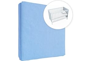 BABY COMFORT Drap-Housse en Jersey 100% Coton pour Matelas de 140 x 70 cm (Bleu)