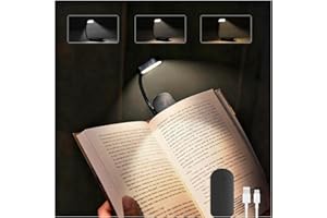 ‎ADALYROMA Leselampe Buch Klemme,USB Wiederaufladbare Buchlampe 9 LEDs 3 Farbtemperatur Modi Leicht & Tragbar Einstellbare Helligkeit Klemmleuchte Lange Akkulaufzeit Flexible 360° Drehung für Nachtlesen ins Bett