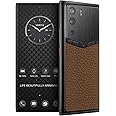 METAVERTU Web 3.0 Calfskin 5G Phone, Unlocked Android Smartphone, Secure Encrypted, Double OS, 64MP Camera, 144Hz AMOLED Curved Display, Dual SIM, Fast Charge (Full Leather, Brown, 12G+512G)