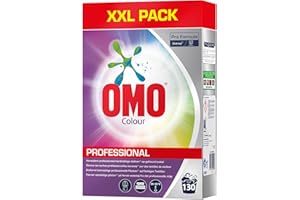 Omo Professional Lessive colorée en poudre - Couleurs vives, pas de décoloration - Haute capacité anti-taches - 130 lavages