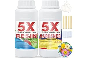 NIUB Epoxidharz,600ml Upgrade Formel, 5-facher UV Schutz Epoxidharz und Härter Set, kristallklares Epoxidharz, das nicht vergilbt,für die DIY Schmuckherstellung des lebensmittelechten Epoxidharz Kits
