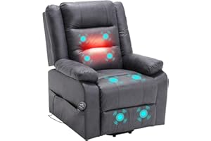 ‎ASUKALE Asukale Elektrischer Fernsehsessel mit aufstehhilfe, Relaxsessel Massagesessel mit Wärmefunktion, Liegefunktion, Fernbedienung Verstellbar, Schlaffunktion und Fußteil, bis 220kg, Grau Flockleder
