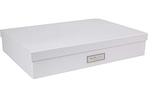 Bigso Box of Sweden Caja archivadora para documentos de tamaño A3 – Caja de almacenamiento con tapa y etiqueta – Organizador de cartas de tablero de fibras y papel – blanco