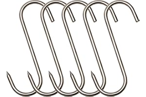 ARTOYS Fleischerhaken Schwerlast-edelstahl, 5 Stück(25cm 10mm) Scharf Heavy-Duty Metzgerhaken Groß,für Rehe, Ziegen und Schafe Rind, Schwein,Maximales Ladegewicht (500kg)