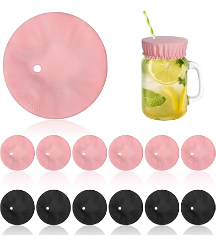 Anti Spike Getränkeabdeckungen – Waschbar, Wiederverwendbar, Als Haarband Nutzbar, Für Gläser 6–7 Cm Ø, Schwarz/Rosa/Gelb/Grün