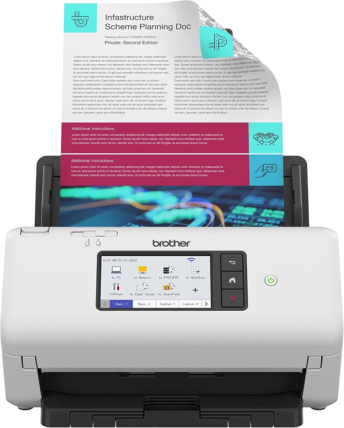 Brother ADS-4700W Professional Desktop Document Scanner | SuperSpeed USB 3.0 |10.9cm Touchscreen |Advanced Image Capture, UK Plug