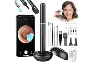 VLIKE Otoscopio, 1080P Otoscopio Pulisci Orecchie con Telecamera, 3.5mm Professionale Rimozione di Cerume, WIFI Endoscopio Professionale, Impermeabile Orecchio Pulito con 6 Luci LED per iOS, iPad e Android