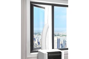 Andizun Air Conditioner Window Kit, 300CM Air Conditioner Window Seal Kit with UV protection, AC Window Seal Kit with Zip & Powerful Adhesive Tape, for Portable Air Conditioner, Tumble Dryer, White