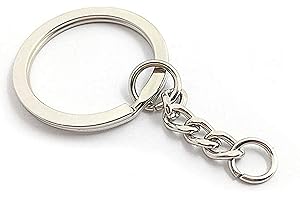 FISHSHOP Llaveros 100 Paquetes Llaveros Divididos Llavero de Metal Plateado Pulido Cadenas Anillo de Salto Abierto para Llaves Craft DIY Blank 30mm Círculo Llaveros para Llaves