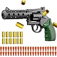 Moonmen Revolver Soft Toy Gun with Automatic Reloading Rebound Shell Ejecting and Soft Foam Blaster, Ideal for Shooting Games, Education Model Toys, Gift for Kids Boys Girls (Green&Black)