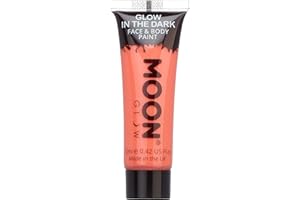 Moon Glow Pittura per viso e corpo che si illumina al buio – Fosforescente – Charge to Glow, Rosso, 12 ml