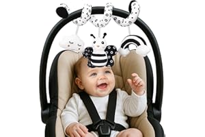 Mexgcom Kinderwagen Spielzeug, Schwarz Weiss Spielzeug, Babyschale Spielzeug Baby Spielzeug 0-6 Monate, Kontrast Hängespielzeug Baby Spielzeug (Bienen)