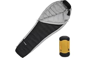 MOUNTAINTOP Sacco a Pelo a Mummia Sacco a Pelo in Piuma Ultraleggero Sacco a Pelo Portatile di Piccole Dimensioni per Campeggio All'aperto, Viaggi, Escursionismo e All'aperto