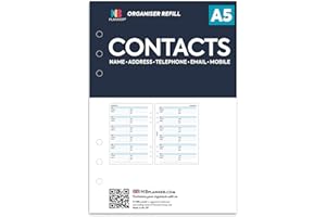 NBplanner A5 Contacts notepaper Organiser Refill Insert Filofax A5 Compatible