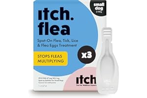 Itch Small Dog Flea & Tick Spot-On Treatment (2-10kg) - Kills Fleas, Ticks, Lice & Eggs to Prevent Reinfestation - 3 Easy-Apply Pipettes