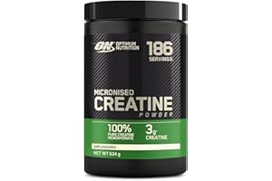 Optimum Nutrition Micronised Creatine Powder, 100% Pure Creatine Monohydrate Powder for Performance and Muscle Power, Unflavoured Shake, 186 Servings, 634 g