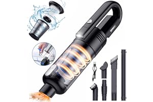SIMWAL Akumulatorowy odkurzacz ręczny 9500Pa, akumulatorowy odkurzacz ręczny 120W, odkurzacz samochodowy ze zmywalnym metalowym filtrem HEPA, lampa LED, mini odkurzacz ręczny do samochodu, domu, sier