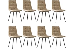 ANVOFONG Pack De 8 Sillas De Comedor,Tejido Técnico Sillas Cocina,con Base MetáLica Silla Acolchada,Sillas Salon,Adecuado para Comedores, Salones, Cocinas, Dormitorios,Marrón Amarillento