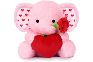 MUFEIRUO Valentines Stuffed Animal Elephant Plush with Heart Valentine's Day Plush Elephant, Cute Pink Elephant Stuffed Animals Toy, Valentine's Day Gift for Her Him (Pink Elephant)